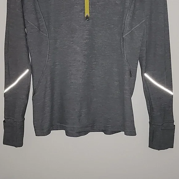 LULULEMON LUNO SIGNATURE UNIQE THUMB HOLE YELLOW ZIP WORKOUT COMFY GRAY-JACKET - Picture 7 of 16